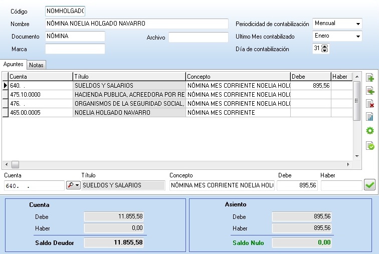Contabilice rápidamente a través de esta opción todos los asientos que se repiten periódicamente