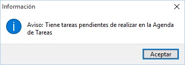 Aviso de tareas pendientes al usuario en OfiPro