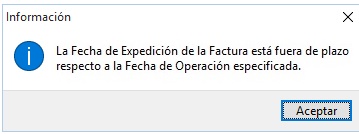 Aviso de fecha de operación incorrecta