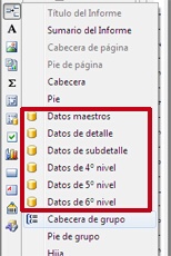 bandas de datos en diseñador bandas de datos en diseñador