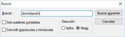 Busquedas en el editor de textos de Ofipro