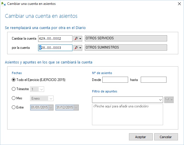 Sustituya rápidamente una cuenta por otra en los asientos que correspondan Sustituya rápidamente una cuenta por otra en los asientos que correspondan