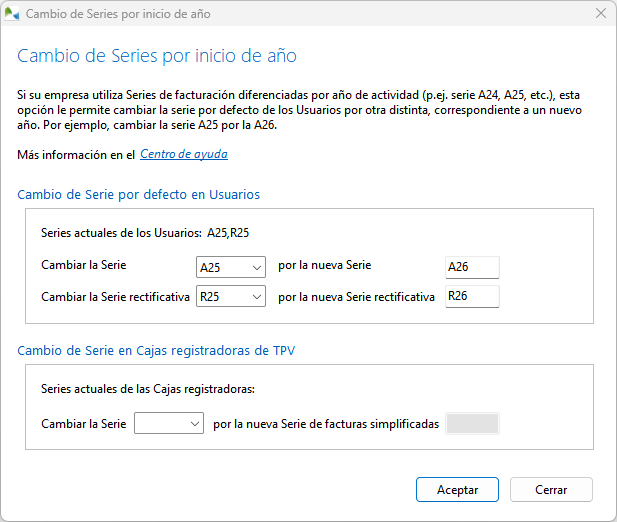 Cambio de series al comienzo de un nuevo año Cambio de series al comienzo de un nuevo año