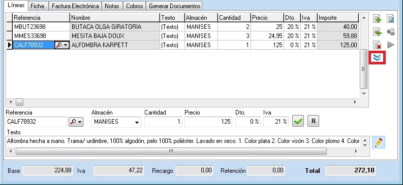 Carga rápida de líneas en documentos