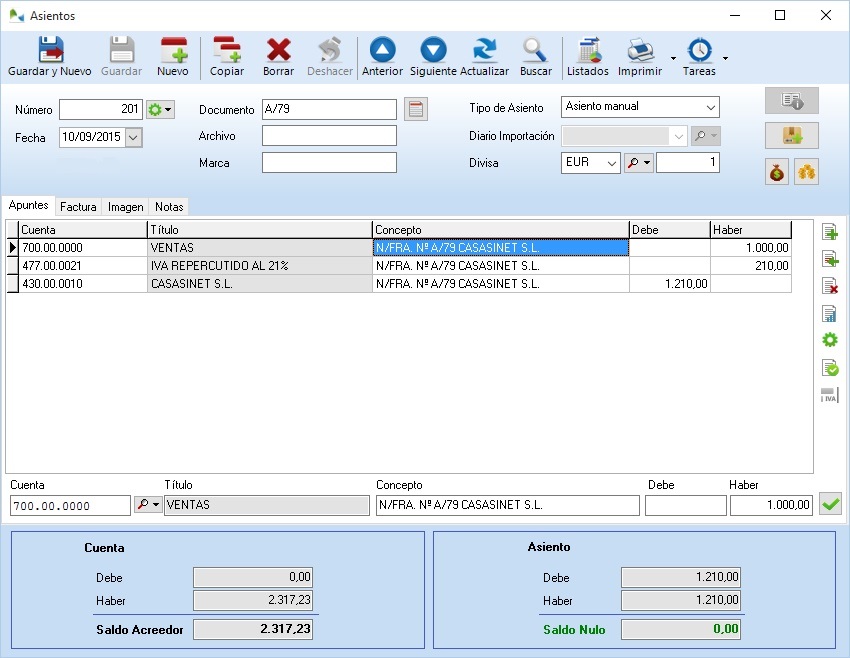 Carga y edición de asientos&nbsp;