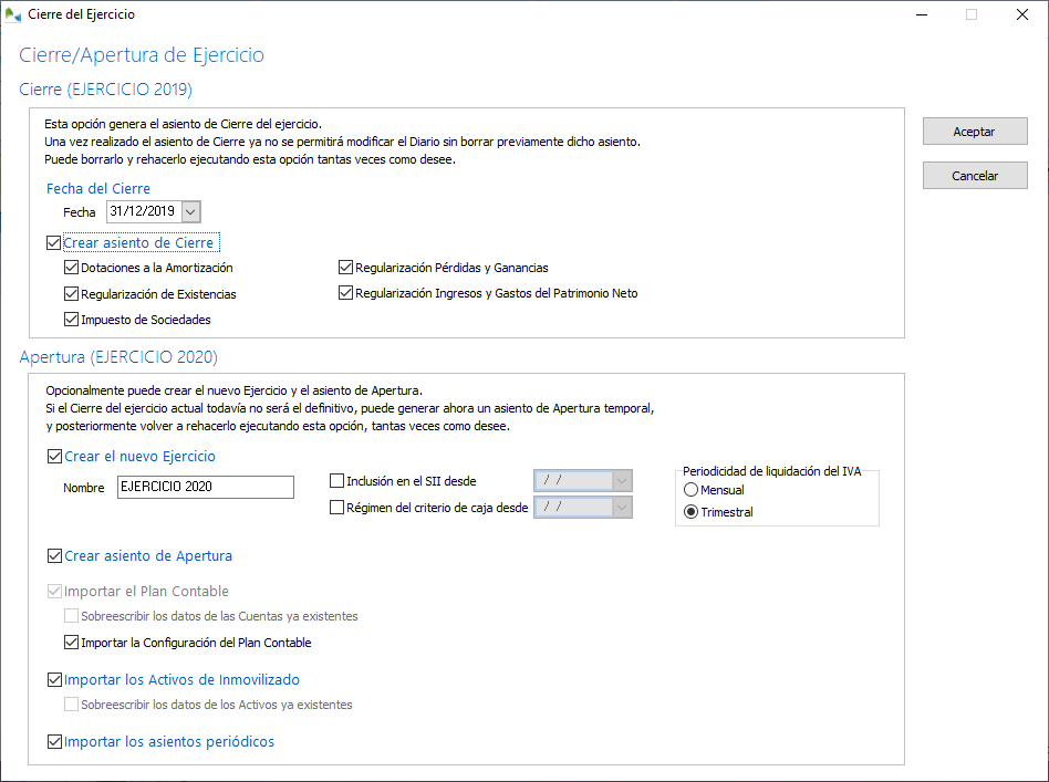 Cierre y Apertura de un ejercicio en OfiPro Cierre y Apertura de un ejercicio en OfiPro