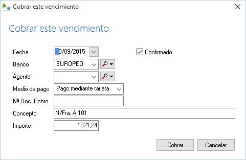 Cobrar un vencimiento en OfiPro