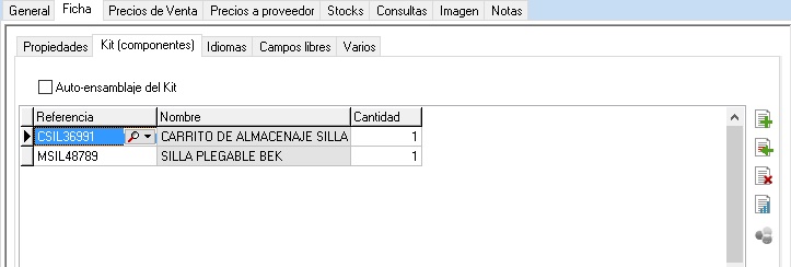 Apartado Kit-Componentes de las fichas de artículos en OfiPro Apartado Kit-Componentes de las fichas de artículos en OfiPro