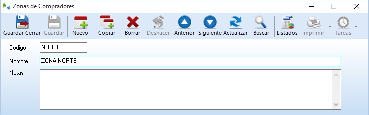 Alta de una categoría de Zona de Compradores Alta de una categoría de Zona de Compradores