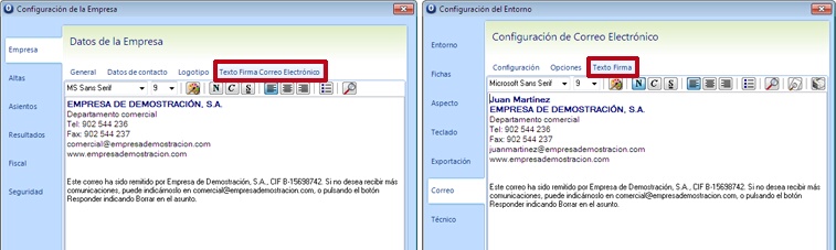 configuracion firma para el envio de emails