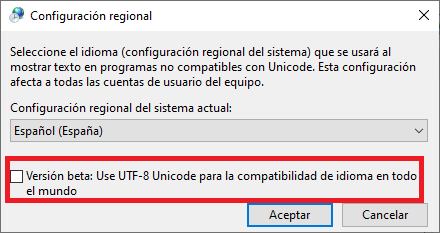 Desactive la casilla "Versión beta"
