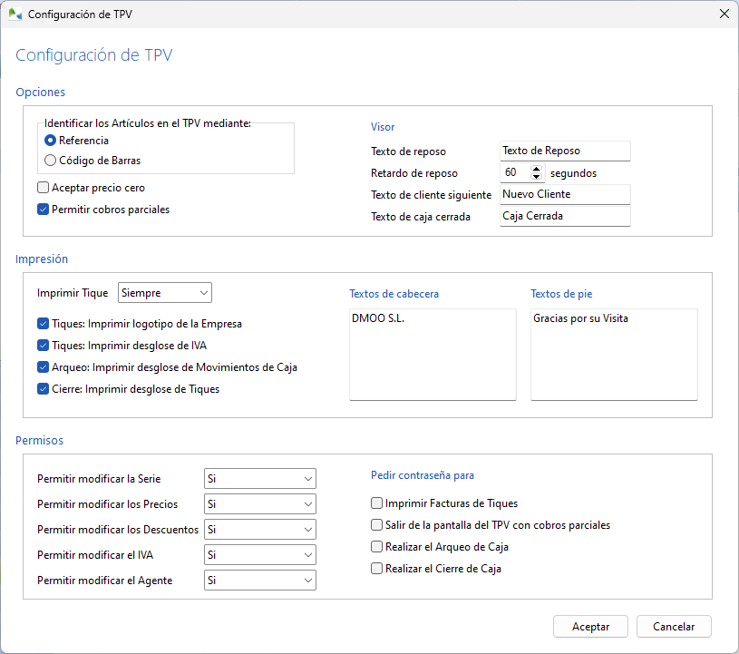 Configuración del TPV en OfiPro