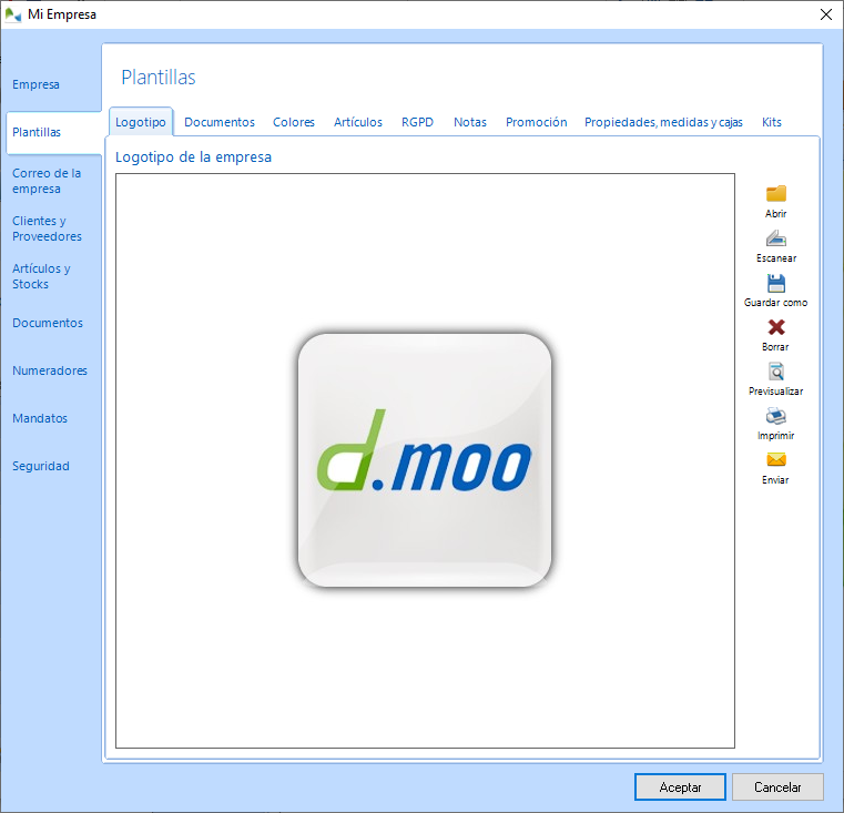 Configuración del logotipo a imprimir en los documentos Configuración del logotipo a imprimir en los documentos