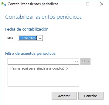 A través de esta tarea, se crean automáticamente los asientos periódicos que correspondan