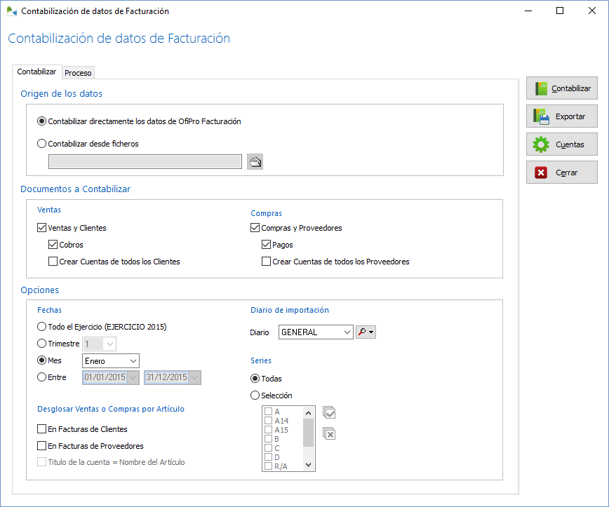 Contabilice automáticamente todos sus datos de facturación en OfiPro Contabilidad