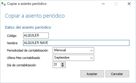 Copiar a un asiento periódico