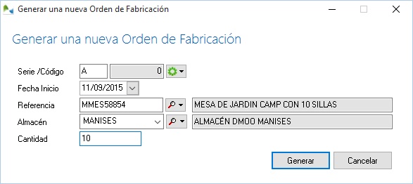 Crear una orden de fabricación en OfiPro