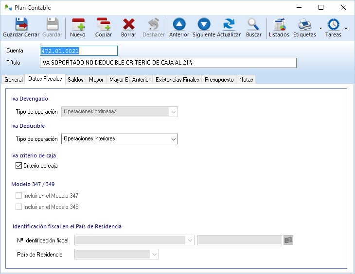 Active la casilla en las cuentas puente para registrar el IVA de facturas bajo el Criterio de Caja