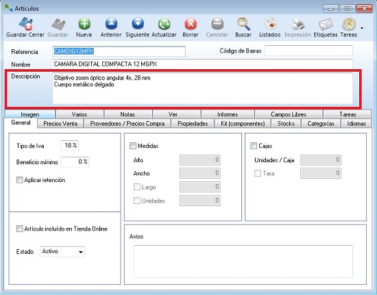 Describa de un modo mas detallado sus artículos