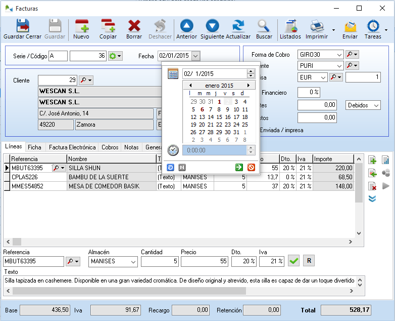 Entrada rápida de fechas en OfiPro Entrada rápida de fechas en OfiPro