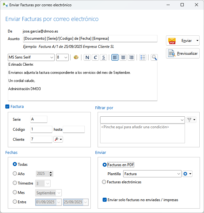 Envío de facturas por email desde OfiPro Envío de facturas por email desde OfiPro