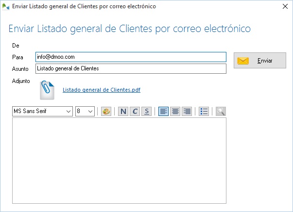 Envio listados por email desde OfiPro