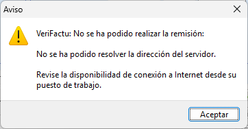 Error por falta de conexión a Internet durante la remisión
