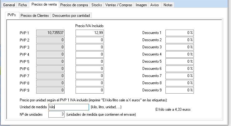 Precio por unidad en etiquetas de artículos "El kilo sale a x euros"