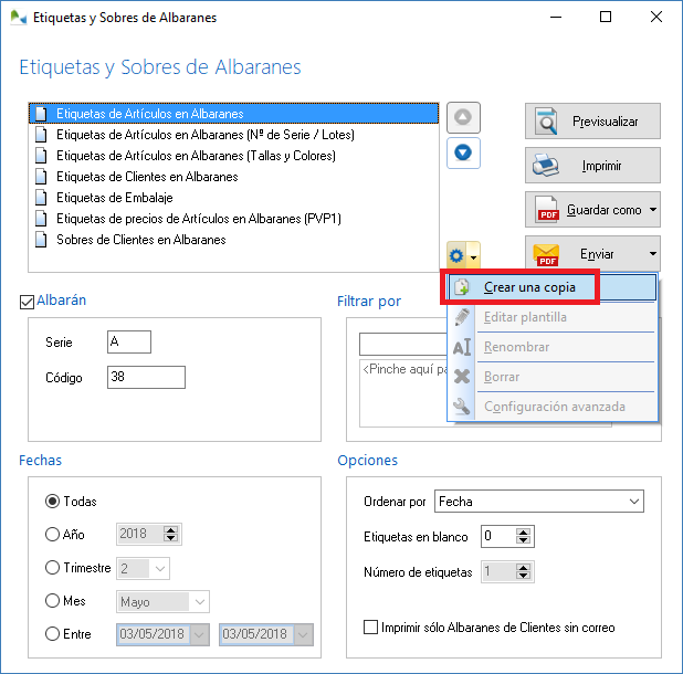 Cree una copia de la plantilla seleccionada