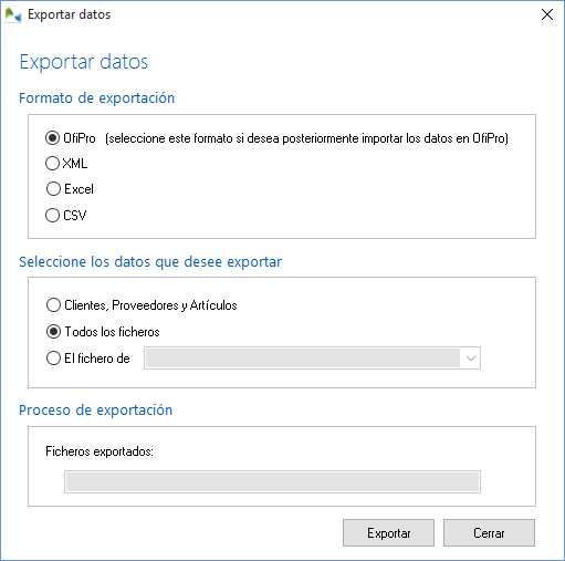 Exportar todos los ficheros de OfiPro