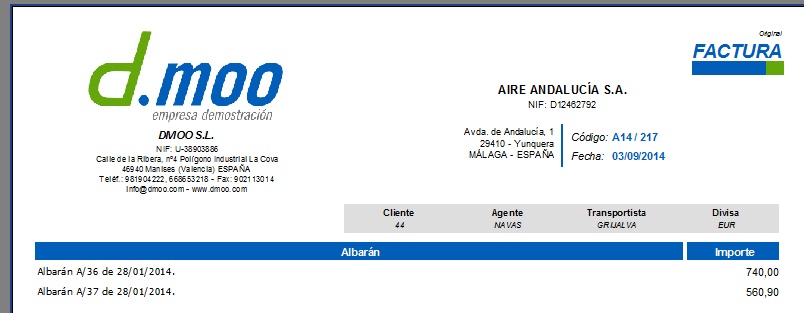 Impresión de facturas resumidas por albaranes en OfiPro Impresión de facturas resumidas por albaranes en OfiPro