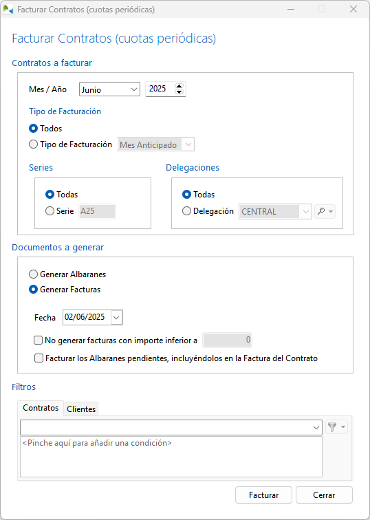 Facturar contratos en OfiPro