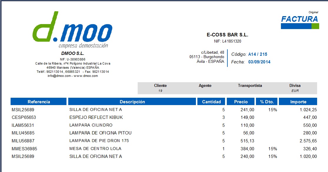 Impresión facturas resumidas por artículos en OfiPro Impresión facturas resumidas por artículos en OfiPro