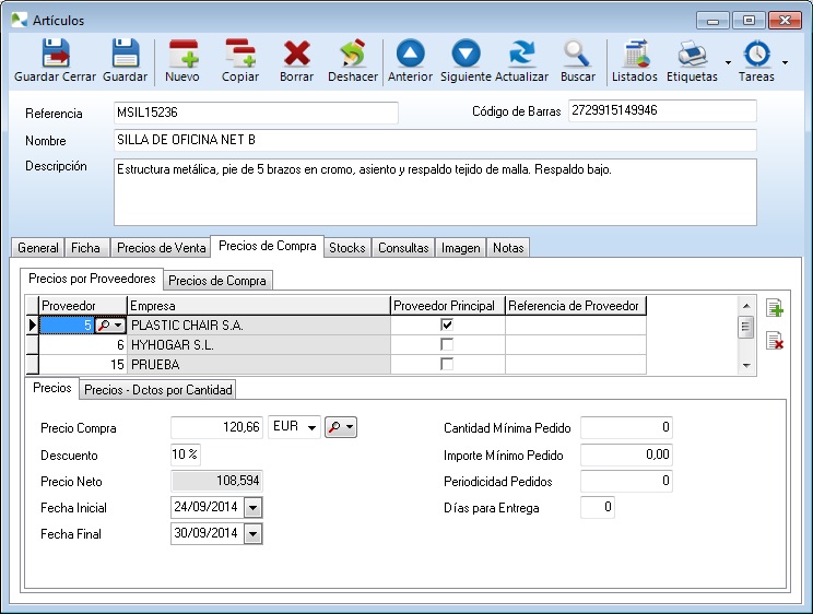 Artículo con descuento de proveedor Artículo con descuento de proveedor