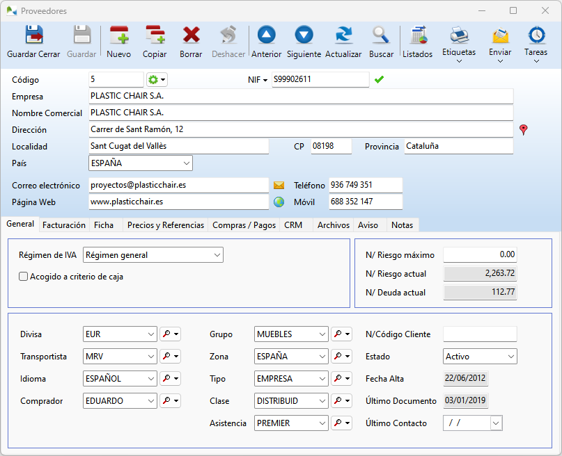 Ficha de proveedores Ficha de proveedores