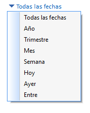 Opciones del filtro de fechas Opciones del filtro de fechas