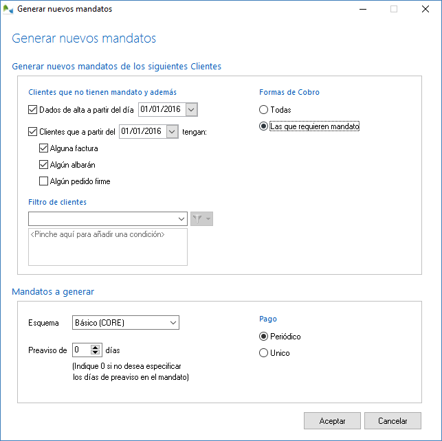 Generar nuevos mandatos en OfiPro Generar nuevos mandatos en OfiPro
