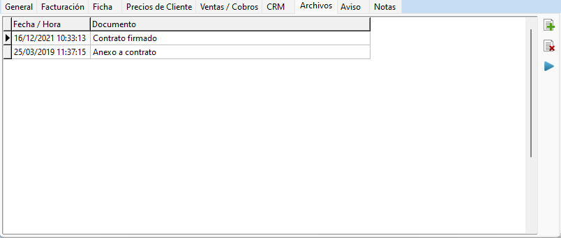 Gestión documental en la ficha de Clientes