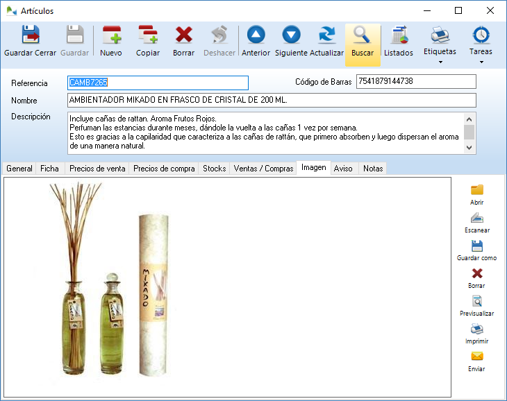 Imagen del artículo grabada en su ficha