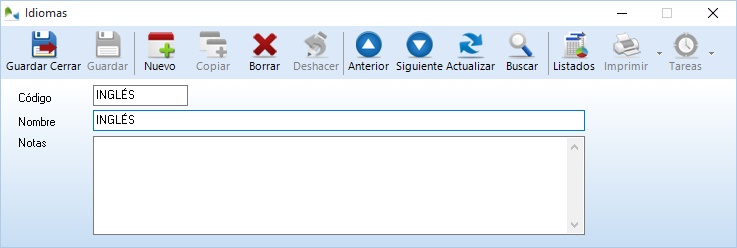 Configure los idiomas a usar en OfiPro