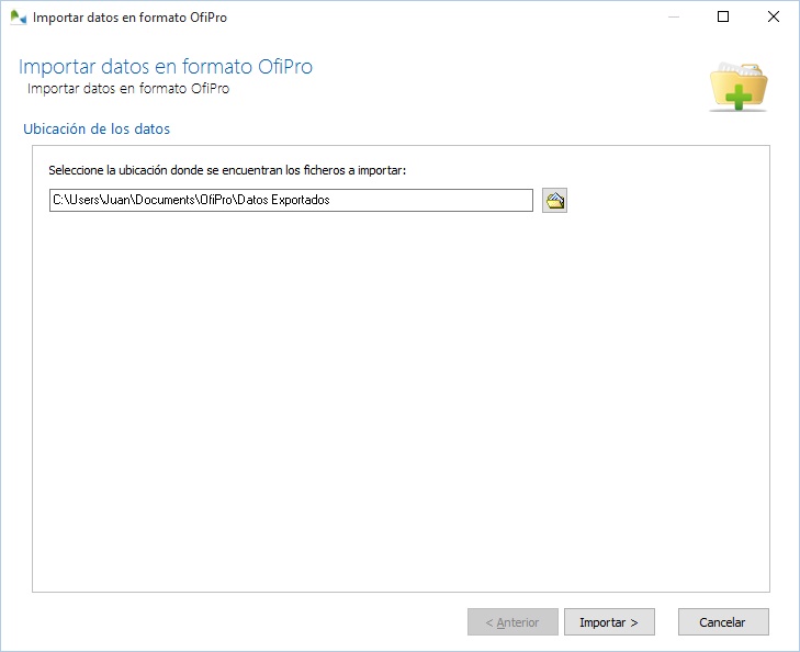 Importe datos provenientes de otra cuenta de OfiPro Importe datos provenientes de otra cuenta de OfiPro