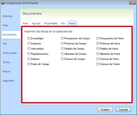 imprimir notas en documentos