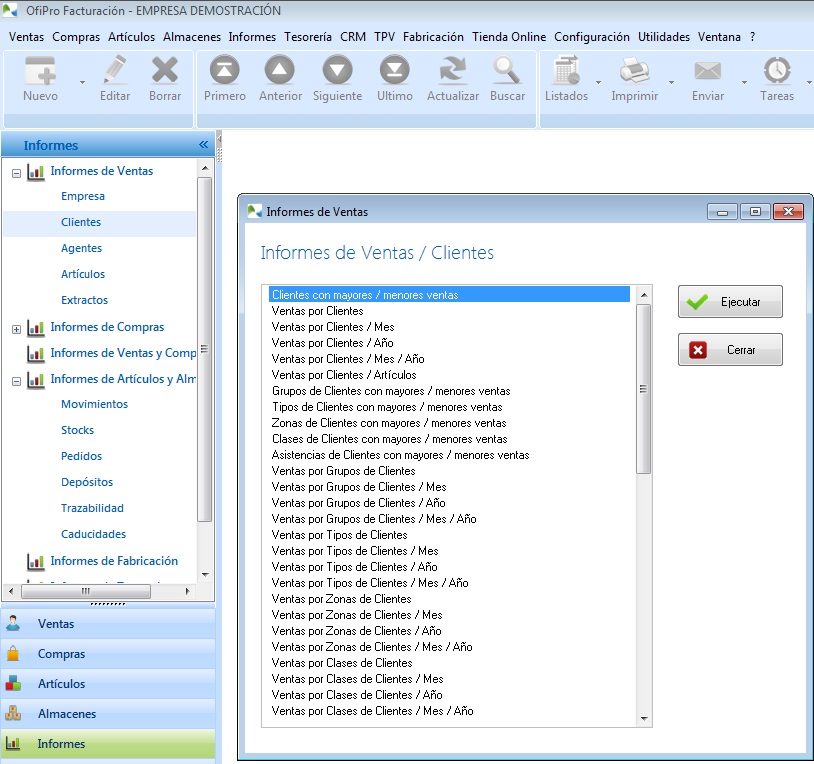 Informes y estadísticas en OfiPro