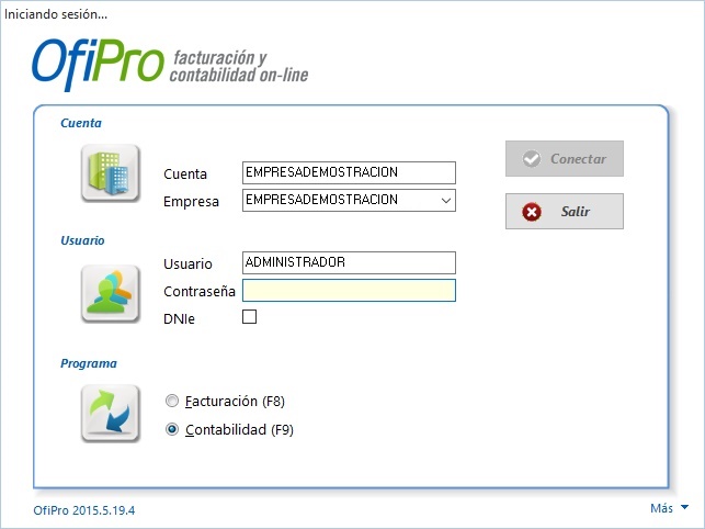Inicio sesión en OfiPro