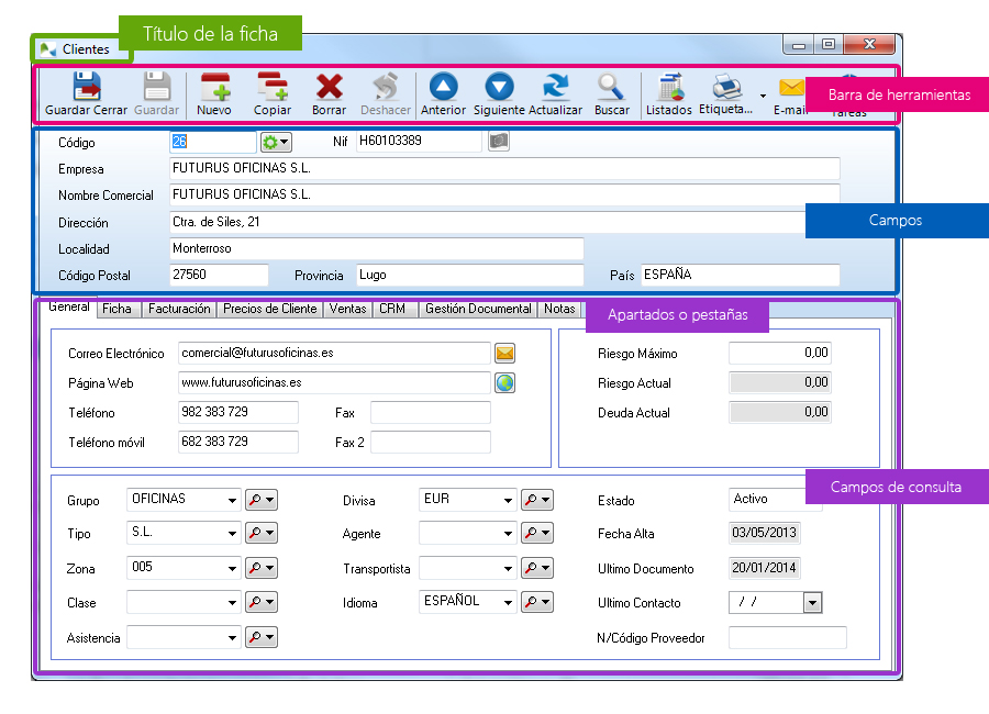 Fichas de clientes en OfiPro Fichas de clientes en OfiPro