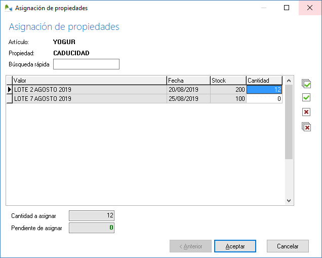 Asignación de lotes en una venta Asignación de lotes en una venta