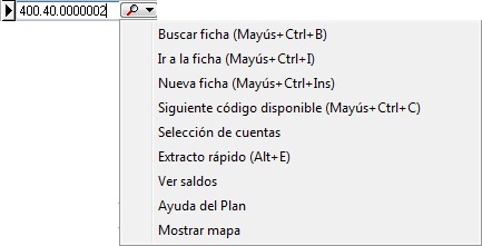 Opciones específicas del campo Cuenta contable