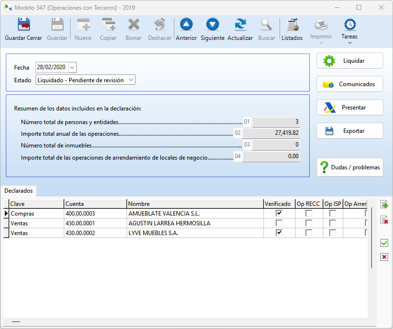 Modelo 347 (Declaración anual de Operaciones con Terceros) en OfiPro Modelo 347 (Declaración anual de Operaciones con Terceros) en OfiPro