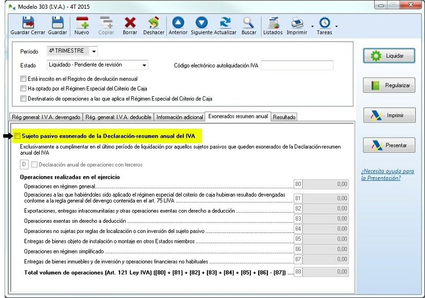 Nuevas casillas a cumplimentar en el último período de liquidación por aquellos sujetos exonerados de la obligación de presentar el modelo 390