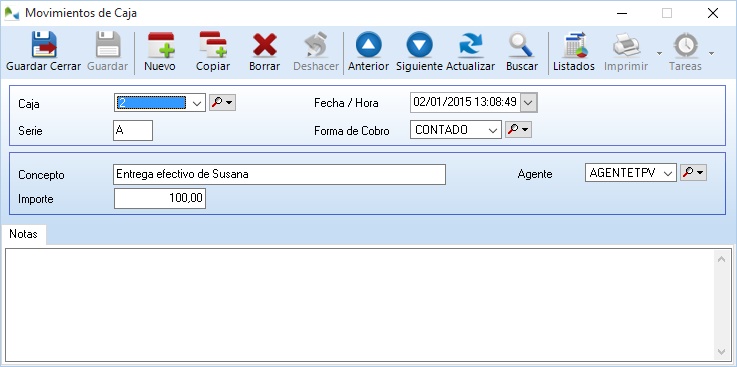 Movimientos de caja en OfiPro